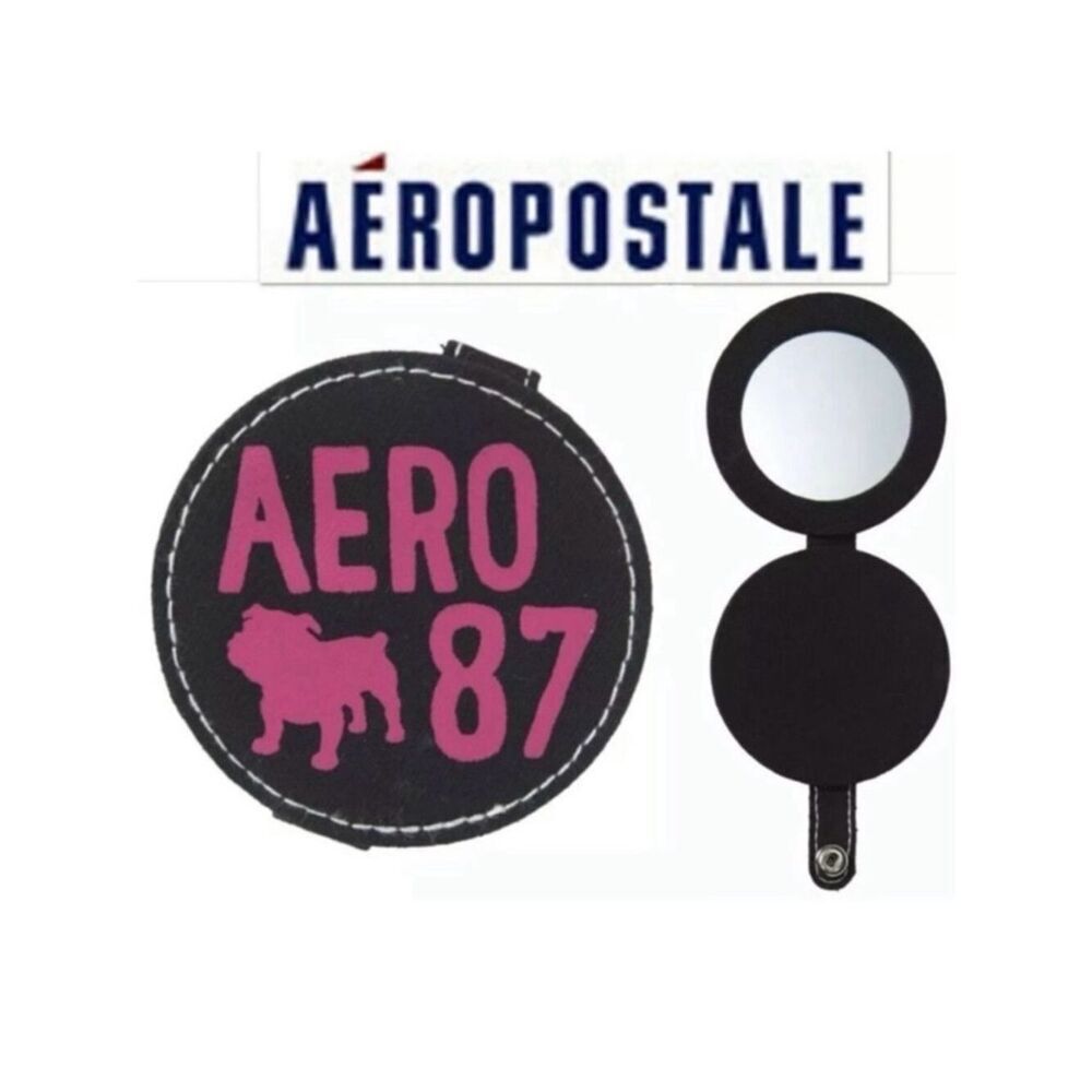 NWT Vintage Y2K Aeropostale Black Dog Logo Bag Super Cute Pocket Bag Mirror